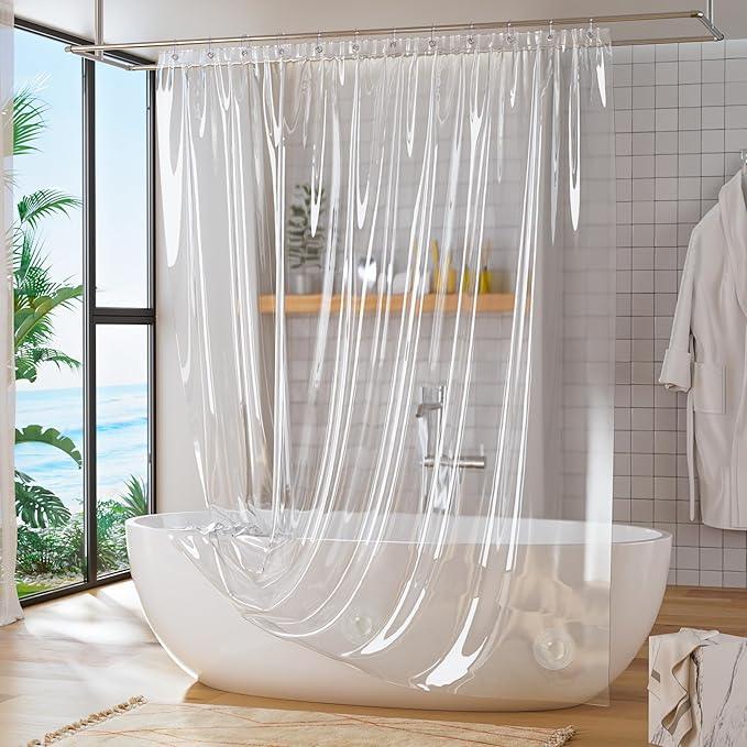 Titanker Clear Shower Curtain Liner, Premium PEVA Shower Liner Heavy Duty Waterproof Shower Curtains for Bathroom with Big Stones and Grommets, 72x72 Inches - ModernBath