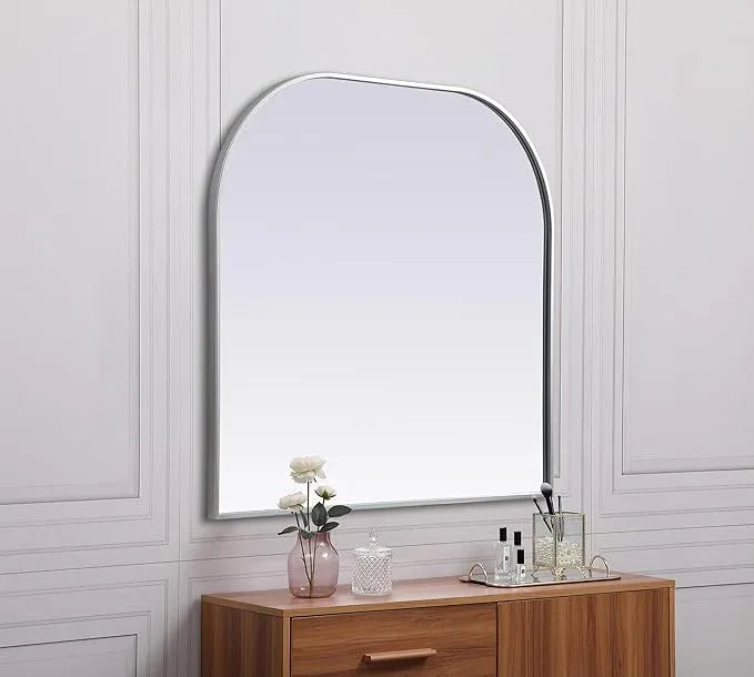 Illuminate, Metal Frame Arch Mirror 36X34 Inch in, Modern, Silver - ModernBath