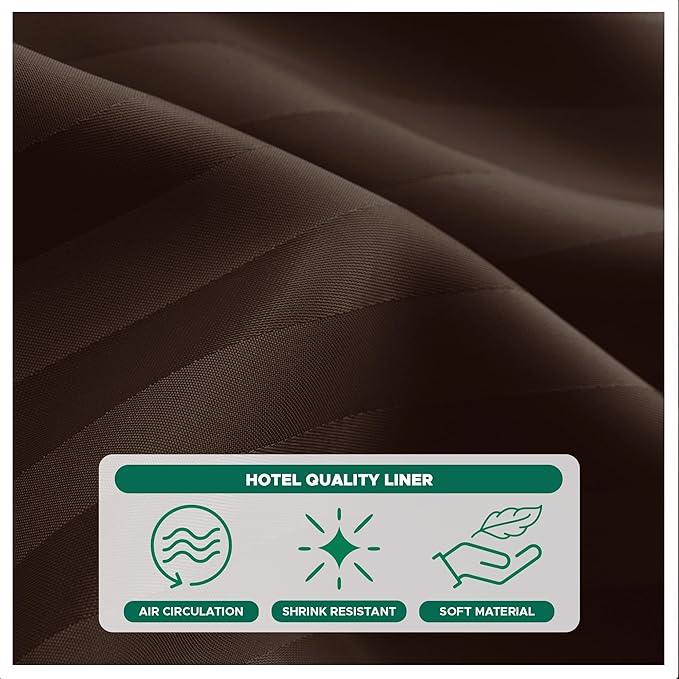 Biscaynebay Fabric Shower Curtain or Liner 72" by 72", Brown Water Repellent Damask Stripes Bathroom Curtains Machine Washable - ModernBath