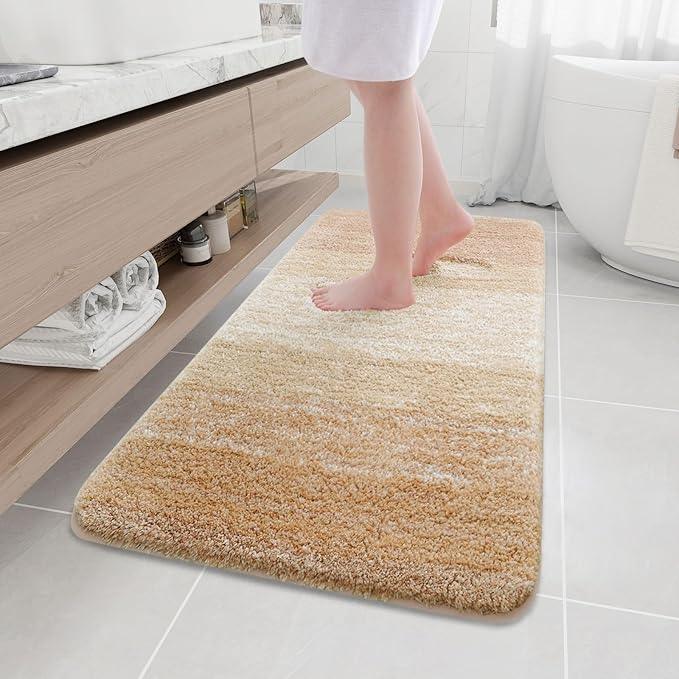Arotive Microfiber Bathroom Rugs, Shaggy Soft and Absorbent Bath Rug, Non-Slip, Thick Plush Machine Washable Dry Bath Mats for Bathroom, Tub and Shower, 47x24, Beige, Rectangular - ModernBath