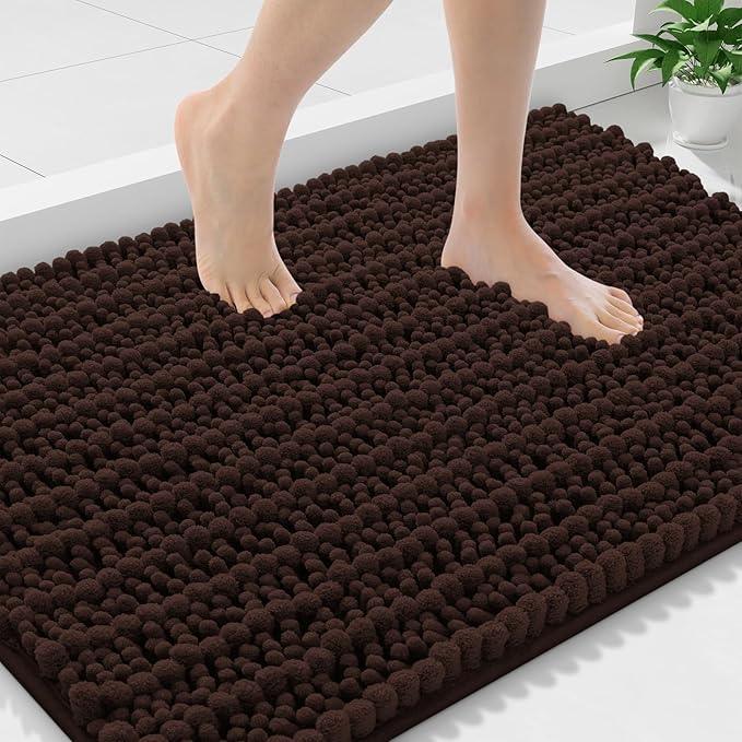 Smiry Bathroom Rugs Mat 36x24, Extra Soft Absorbent Chenille Bath Rugs, Non Slip Rubber Backing Machine Washable Quick Dry Bath Mats for Bathroom Floor, Tub, Shower, Home Decor Accessories, Brown - ModernBath