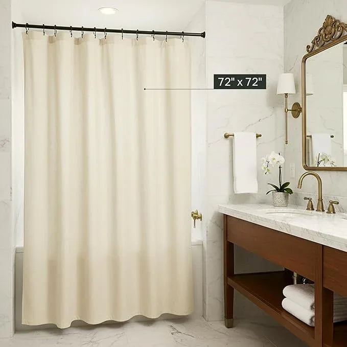 Preston Lane Stonebridge Linen Cotton Shower Curtain, 72" x 72" – 67% Linen 33% Cotton Blend, Fabric Bathroom Curtain with Reinforced Holes with Stitching, Made in Portugal, Alabaster - ModernBath
