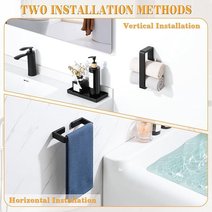 Alise 8'' Towel Bar for Bathroom,Hand Towel Holder Towel Rack for Bathroom Wall Mount,SUS304 Stainless Steel Towel Rail Towel Hanger for Walls,Matte Black - ModernBath