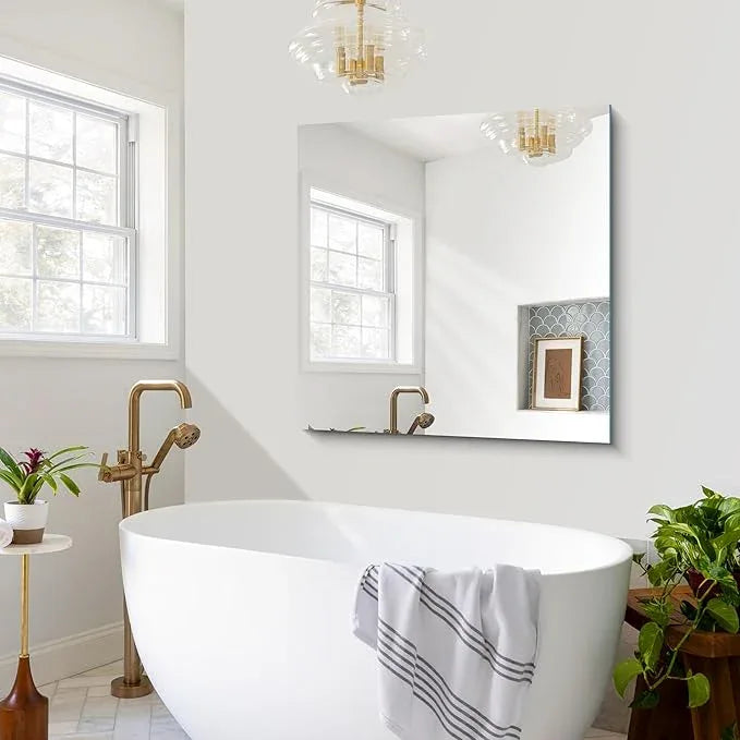 CILIBER Frameless Mirror, 39x39 inch Square Bathroom Mirrors for Wall, Upgraded Shatterproof Vanity Mirror Over Sink with Polished Edge for Bathroom,Bedroom,Living Room and Entryway - ModernBath