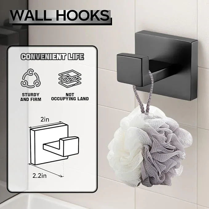 20-Piece Matte Black Bathroom Hardware Accessories Set Including 23.6 Inch Bath Towel Bar, Towel Rings, Bath Toilet Paper Holders, Robe Towel Hooks Set for Bathroom Stainless Steel Wall Mounted - ModernBath
