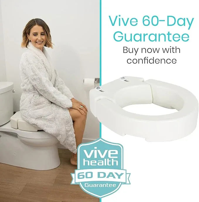 Vive Raised Toilet Seat (Elongated, Adds 3.5 Inches) - Elevated Toilet Seat Riser & Extender for Seniors & Handicap - High Rise Toilet Extension for Elderly - Portable Commode Toilet Booster for Adult - ModernBath