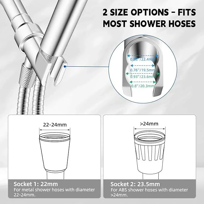 Hibbent Universal All Metal Handheld Shower Head Holder, Adjustable Solid Brass Shower Wand Holder, 2 Size Shower Bracket Holes for Bathroom, Fits All Handheld Showerhead Hoses & Shower Arm, Chrome - ModernBath