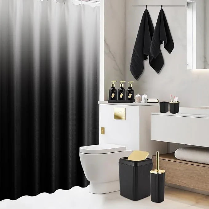 WSBArt 32PCS Black Bathroom Accessories Bathroom Set,Black Shower Curtain, Bath Towel Set,Hand Towel,Toilet Brush,Trash Can & 3PCS Soap Dispensera - ModernBath