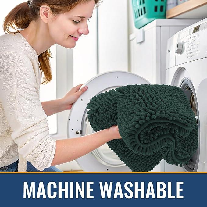 Arotive Bathroom Rugs 36x24, Extra Soft Absorbent Shaggy Chenille Bath Rugs, Machine Washable Rubber Backing Non-Slip Bath Mats for Bathroom Floor Tub and Shower, Home Decor Accessories,Blackish Green - ModernBath