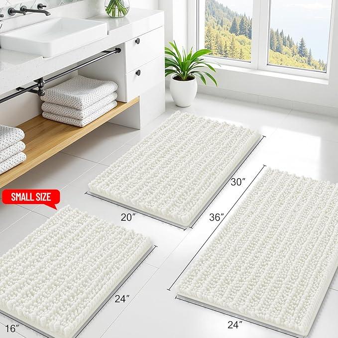 Smiry Bathroom Rugs Mat 30x20, Extra Soft Absorbent Chenille Bath Rugs, Non Slip Rubber Backing Machine Washable Quick Dry Bath Mats for Bathroom Floor, Tub, Shower, Home Decor Accessories, Ivory - ModernBath