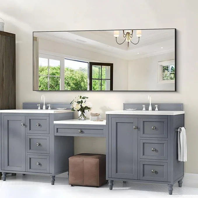 COFENY Black Bathroom Mirror for Wall, 60x30 Inch Rectangle Mirrors with Metal Frame, Modern Vanity Wall Mirror Decor for Bathroom Living Room, Entryway Hangs Horizontal or Vertical - ModernBath