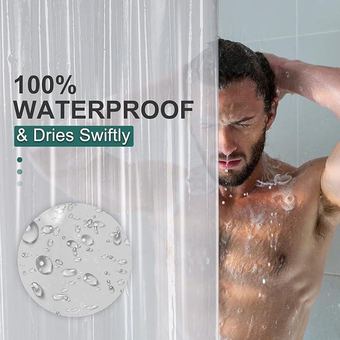 AmazerBath Plastic Shower Curtain Clear Premium PEVA, Clear Shower Curtain Heavy Duty 8G, Weighted Shower Curtains for Bathroom Accessories with 3 Big Stones and 12 Rustproof Grommets, 72x72 Inches - ModernBath