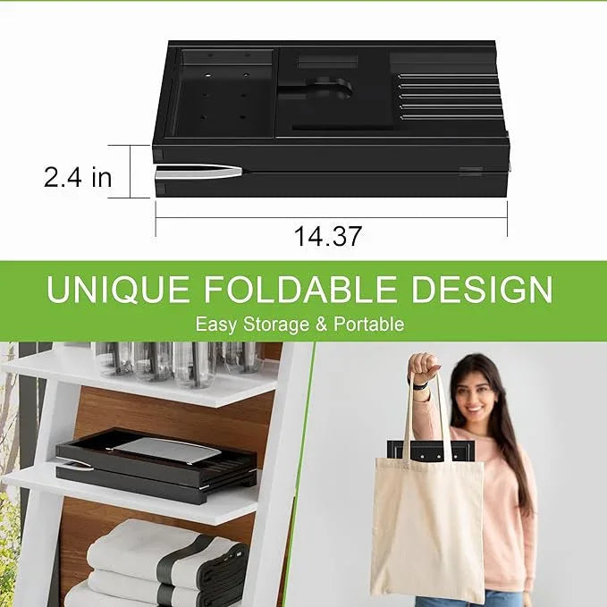 Bathtub Caddy Tray for Tub,Foldable Bath Table Trays,Bamboo Shelf with Book and Wine Glass Holder,Bathroom Accessories Suitable for Luxury Spa or Reading,Black - ModernBath