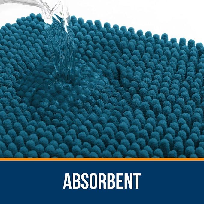 OLANLY Bathroom Rugs 30x20, Extra Soft Absorbent Chenille Bath Rugs, Rubber Backing Quick Dry, Machine Washable Bath Mats for Bathroom Floor, Tub and Shower, Home Decor Accessories, Peacock Blue - ModernBath