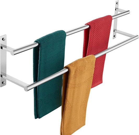 KOKOSIRI Bathroom Towel Racks 32 Inch Double Towel Bars Bath Towel Holder Towel Storage Towel Shelves Wall Mount Stainless Steel Polished Chrome B5010CH-L32 - ModernBath