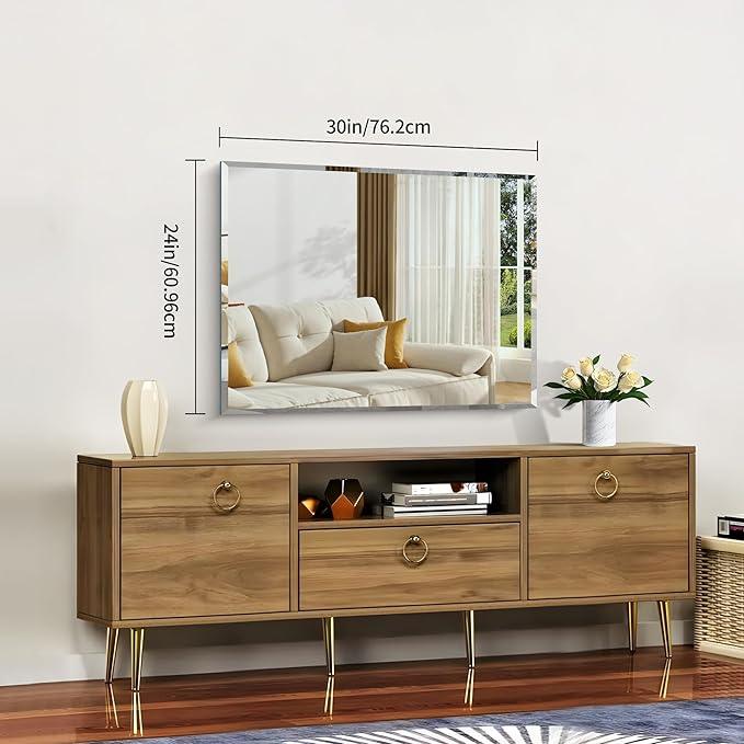 CILIBER Beveled Mirror, 24x30 Frameless Beveled Bathroom Mirrors for Wall, Upgraded Shatterproof Rectangle Vanity Mirror with Beveled Edge for Bathroom, Bedroom, Living Room and Entryway - ModernBath