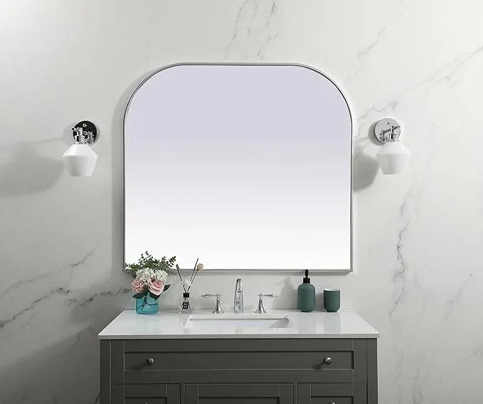 Illuminate, Metal Frame Arch Mirror 42X38 Inch in, Modern, Silver - ModernBath