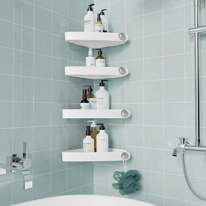 Sotfamily Shower Caddy Corner, 4 Pack Adhesive Corner Shower Shelves for Bathroom Organizers and Storage, Rust Free Plastic Rack for Bathroom Accessories & Decor, White - ModernBath