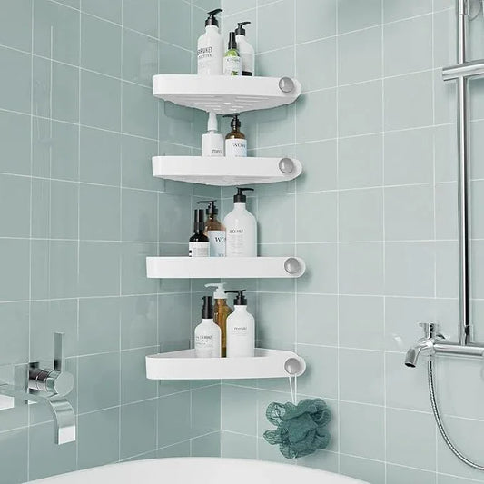 Sotfamily Shower Caddy Corner, 4 Pack Adhesive Corner Shower Shelves for Bathroom Organizers and Storage, Rust Free Plastic Rack for Bathroom Accessories & Decor, White - ModernBath