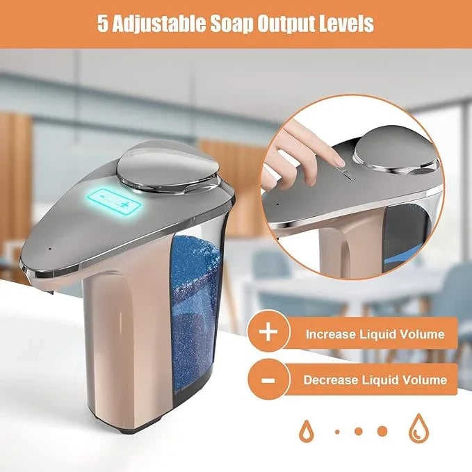 Automatic Soap Dispenser, PZOTRUF Touchless 17oz/500ml with Upgraded Infrared Sensor, 5 Adjustable Soap Dispensing Levels, Liquid Hand Soap Dispenser for Bathroom (Rose Gold) - ModernBath