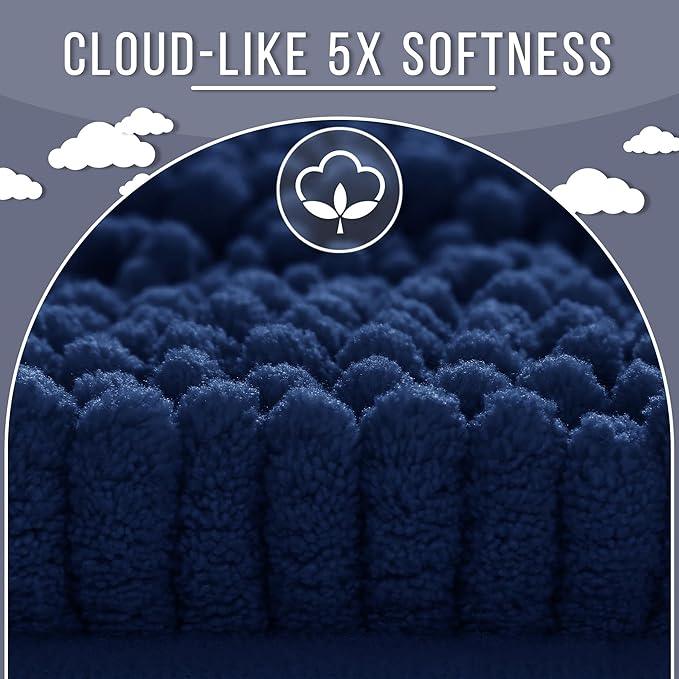 Yimobra Bathroom Rug Mat 36 x 24, Non Slip and Super Absorbent Bath Mat,Machine Washable Quick Dry,Ultra Plush Chenille Shower Rugs for Bathroom Floor Sink Tub and Shower Outside,Navy Blue - ModernBath