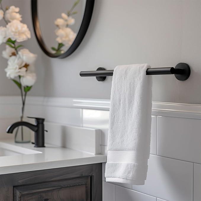 Bathroom Towel Bar, 16 Inch Towel Racks for Bathroom Wall Mounted, Heavy Duty Bathroom Towel Holder Organizer, Stainless Steel Home Towel Rod, Matte Black - ModernBath