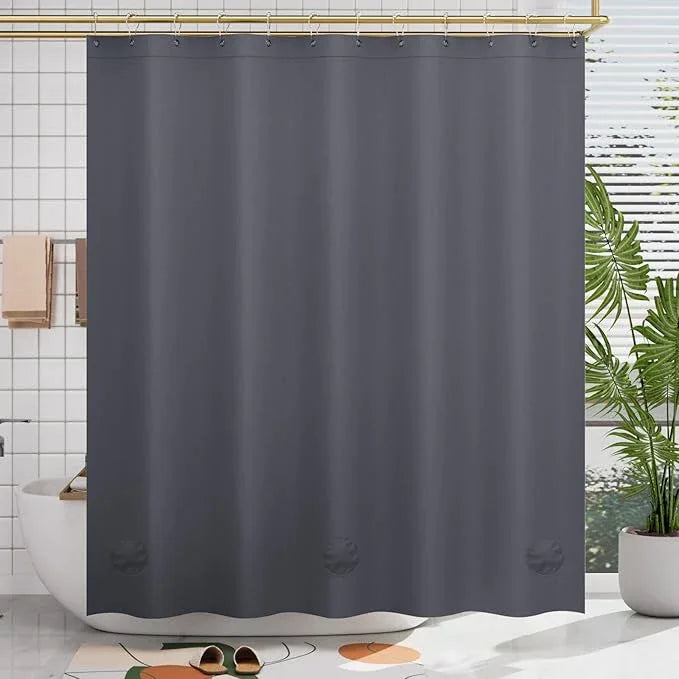 AmazerBath Dark Grey Shower Curtain Plastic, PEVA Shower Curtain Heavy Duty, Gray Shower Curtains for Bathroom, Waterproof Shower Curtain 72x72 with 3 Big Weighted Stones and 12 Rustproof Grommets - ModernBath