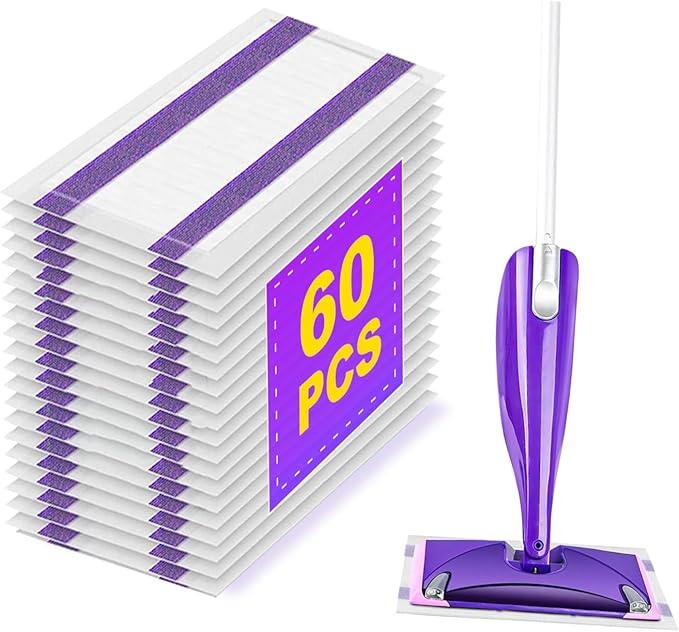 60 Pack Disposable Wetjet Pads Refills for Swiffer Wet Jet Mops, 4 Layers Thickened | Super Heavy-Duty Absorbent | Stickiness, Absorbent for Household Cleaning & Suit All Multi-Surface. - ModernBath