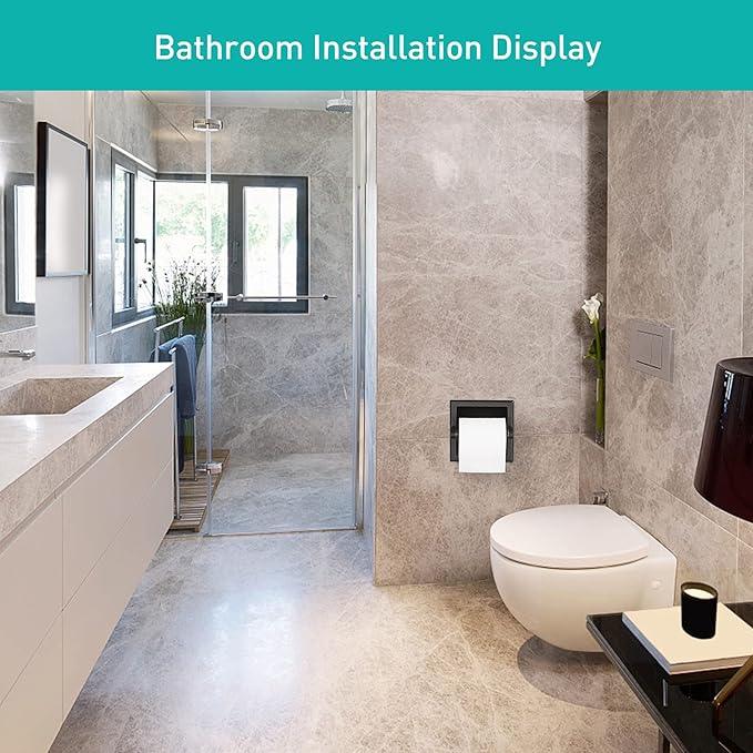 Matte Black Recessed Toilet Paper Holder/Tissue Paper Holder Stainless Steel Toilet Paper Holder in Wall for Bathroom Accessories Rear Mounting Bracket Included - ModernBath