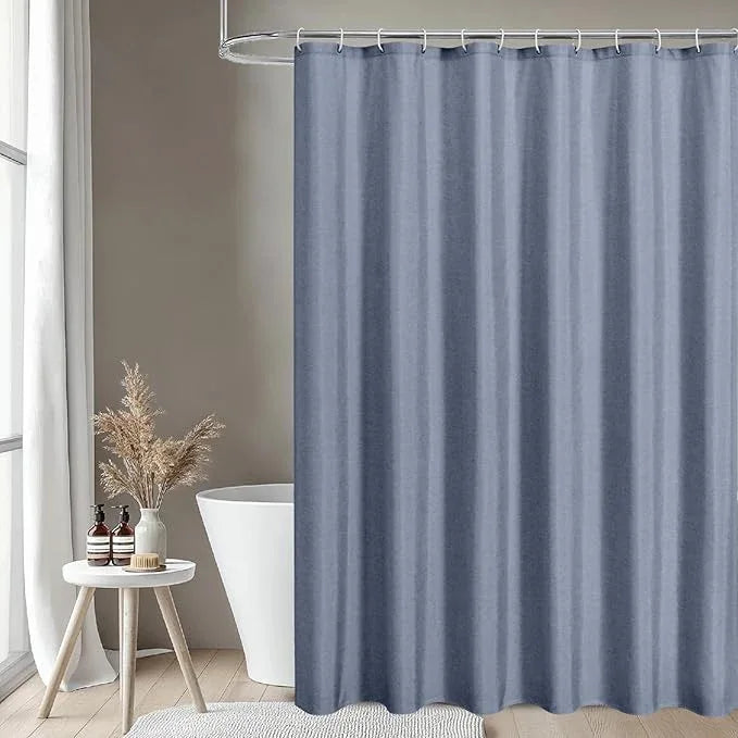 THAIGEE 2-in-1 Waterproof Extra Long Fabric Shower Curtain or Liner,Linen Textured,84 Inch Breathable TPU & Washable Bathroom Shower Curtain Set with 12 Plastic Hooks,Modern,72"x84" Blue Gray - ModernBath