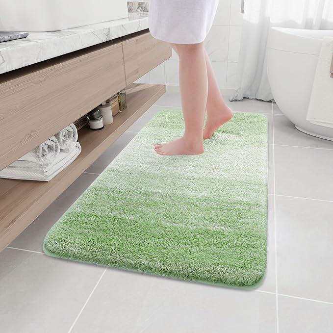 Arotive Microfiber Bathroom Rugs, Shaggy Soft and Absorbent Bath Rug, Non-Slip, Thick Plush Machine Washable Dry Bath Mats for Bathroom, Tub and Shower, 44x24, Sage Green, Rectangular - ModernBath