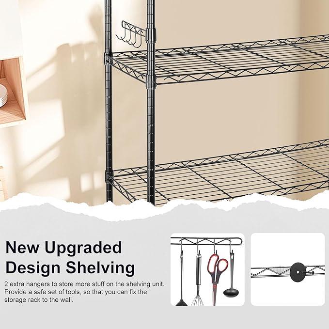 YNN Storage Shelves,2100Lbs 6 Tier Heavy Duty Metal Rolling Shelving Unit with Wheels & 8 Hooks, Adjustable Garage Wire Rack for Kitchen, Bathroom,Industrial,Pantry(36" W x 14" D x 72" H,Black) - ModernBath