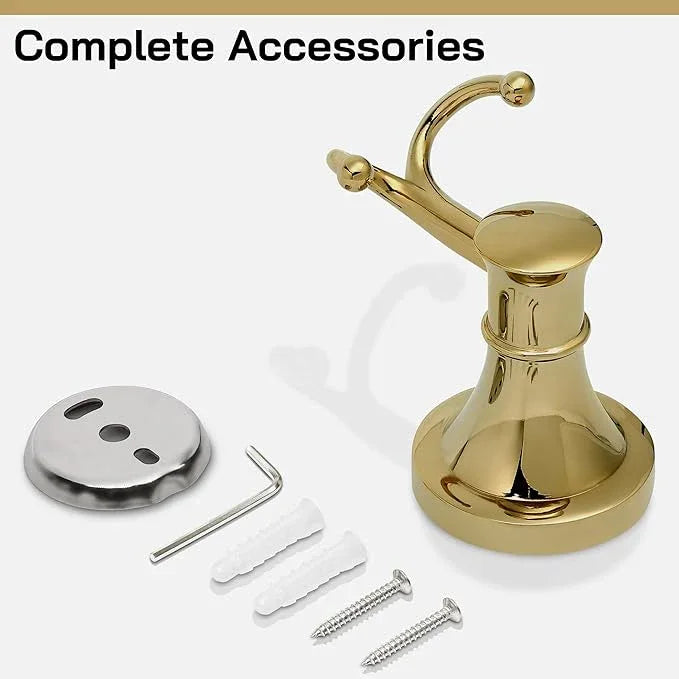 Gold Bathroom Towel Hook, Brushed Gold Bathroom Robe Hook, Heavy Duty Double Towel Hooks Bath Modern Coat Clothes Hook Wall Mounted for Kitchen Washroom - ModernBath