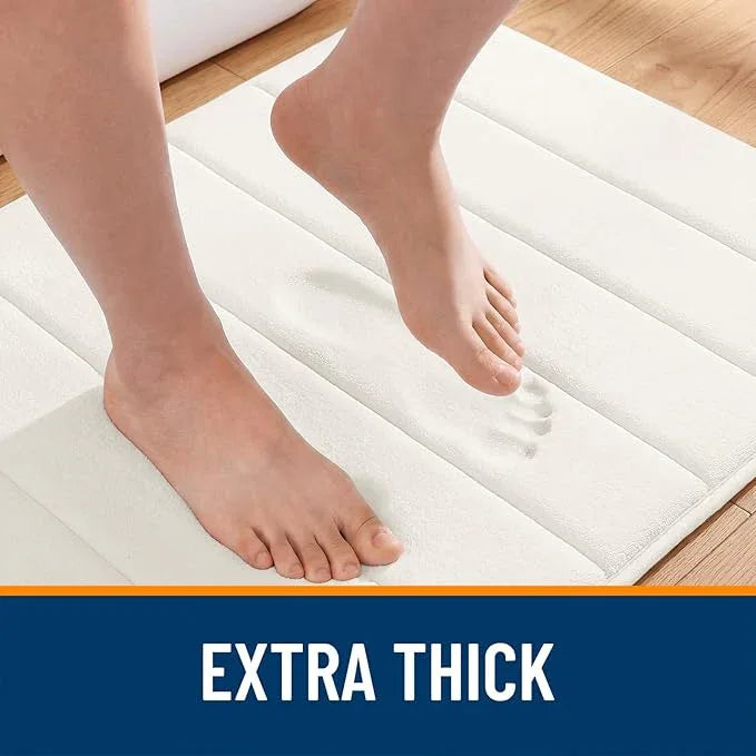OLANLY Memory Foam Bath Mat 44x32, Super Soft Absorbent Bathroom Rugs, Quick Dry, Machine Washable Shower Floor Rugs, Bathmat Carpet, Bathroom Home Decor Accessories, Ivory - ModernBath
