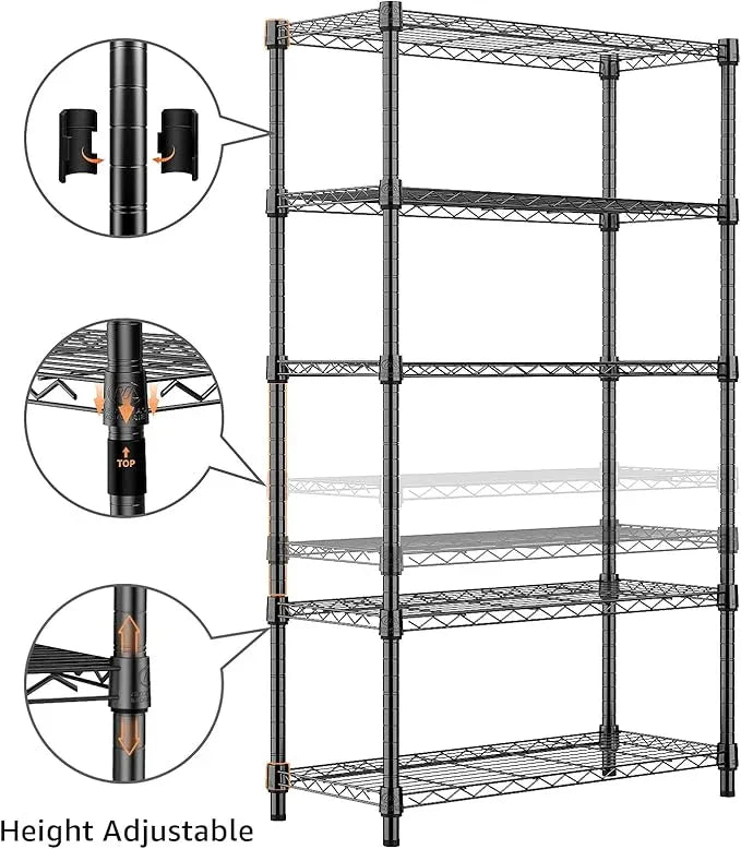 1250 lbs Storage Shelving Utility Shelving Unit 5-Tier Utility Shelving Unit Steel Organizer Wire Rack for Home,Kitchen,Office (13.7" D x 23.6" W x 62.4" H) - ModernBath