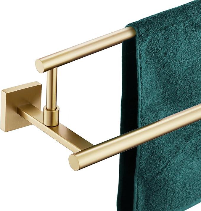 KOKOSIRI Bath Towel Bars 32-Inch Double Towel Rails Overlength Bathroom Racks for Cabinet Kitchen Brushed Gold Stainless Steel B5009BG-L32 - ModernBath