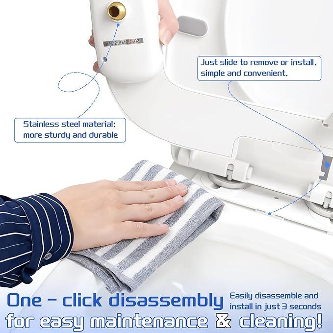Bidet Attachment for Toilet Non-Electric Ultra-Thin Design,Self-Cleaning Dual Nozzles With Adjustable Angle,Rear & Feminine Hygiene Wash,Adjustable Water Pressure,Cold Water Only, White(0.23 in) - ModernBath