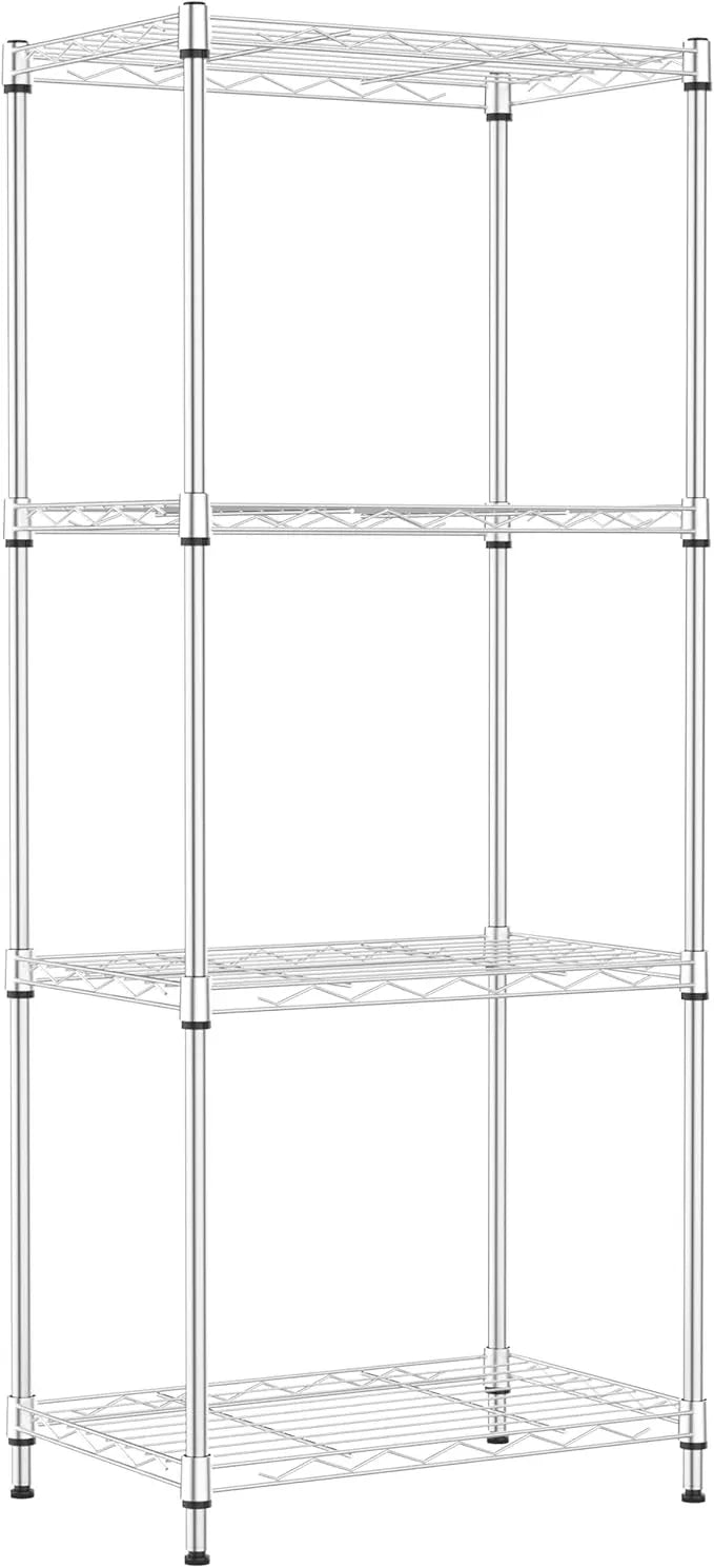 IZEUK 4 Tier Metal Wire Shelf Unit, Chrome Storage Rack Organizer for Kitchen, Bedroom, Living Room or Laundry Room, 17.7" W x 11.8" D x 41.9" H - ModernBath