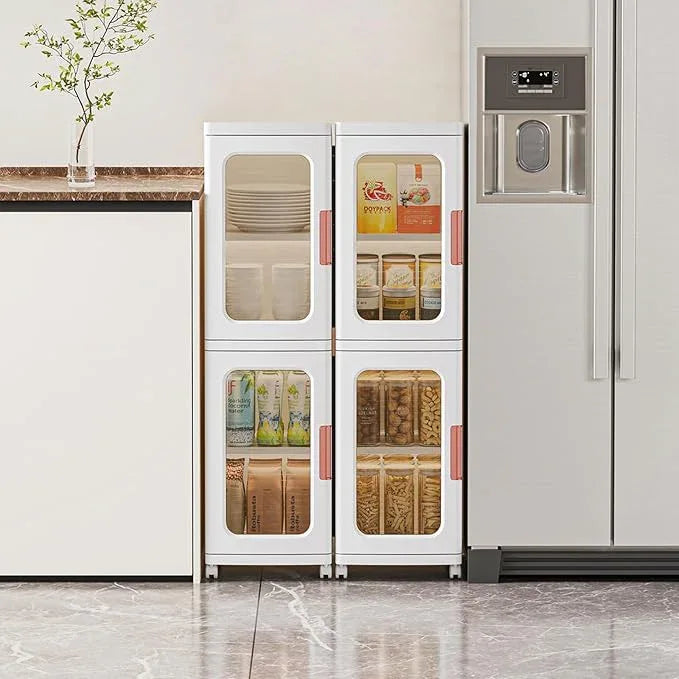 Narrow Cabinet With Doors and Shelves - Tall Skinny Bathroom Storage Kitchen Organizer With Adjustable Shelf - Toilet Paper Linen Closet 2 Layer (White) - ModernBath