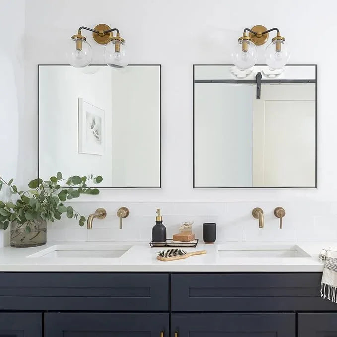 Bonverre 24x24 Inch Black Bathroom Mirror for Wall, Aluminum Frame Rectangle Rectangular Vanity Mirror, Modern Large for Bedroom, Living Room, Horizontal or Vertical - ModernBath