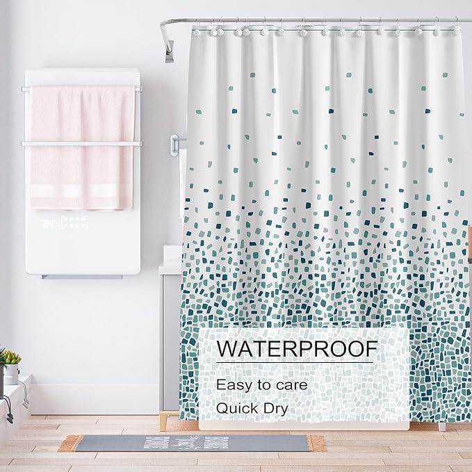 TIKABC Shower Curtain Liner, 4G PEVA Shower Liner, Plastic Waterproof Shower Curtains, with Grommet Holes and 3 Magnetic Weights(Gradient Green) - ModernBath