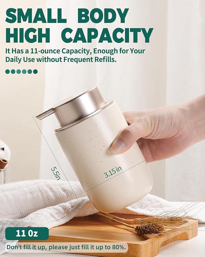 BosilunLife Foam Soap Dispenser - Ceramic Foaming Hand Dispenser for Bathroom Modern Farmhouse Small Soap Dispenser Lotion Hand Pump Dispenser for Kitchen Sink (Apricot, Foam Pump) - ModernBath