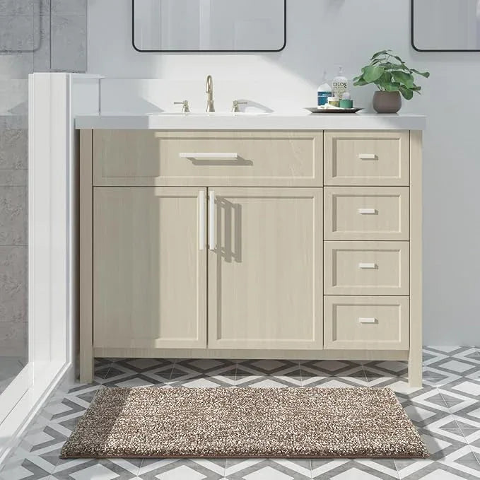 Yimobra Large Bathroom Rugs Non Slip Washable, Soft Absorbent Microfiber Bath Mat,Dual-Tone Decor Rug with Rubber Backing for Bathroom Floor,Tub and Shower,36x24,Home Essentials,Brown and White - ModernBath
