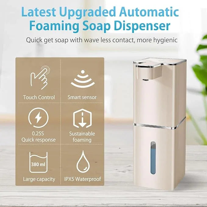 JEMISUN Automatic Soap Dispenser Touchless Foaming Soap Dispenser 300ml/12.8oz Rechargeable, Wall Mounted 4 Levels Adjustable Foam Soap Pump for Bathroom Kitchen Dish Soap - ModernBath