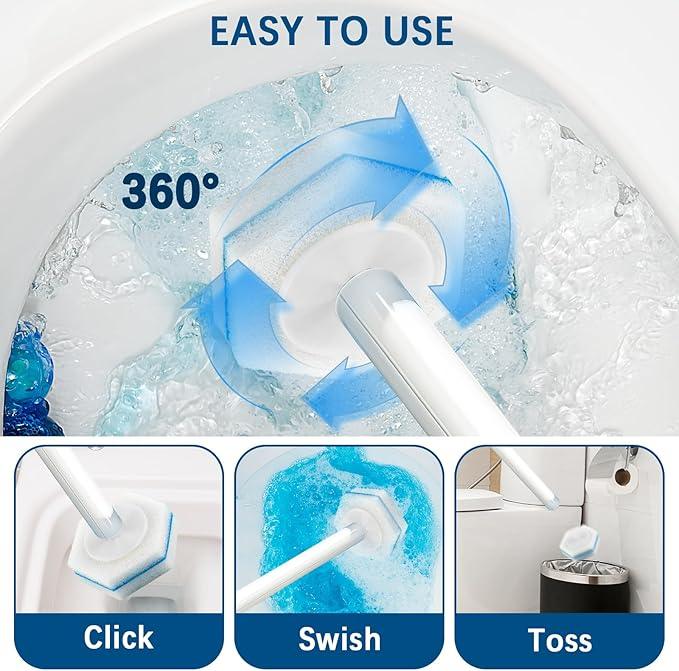 50 Pcs Disposable Toilet Brush Refills, Toilet Bowl Cleaning Wand Refills, Toilet Brush Replacement Head for Bathroom and Toilet Cleaning - ModernBath
