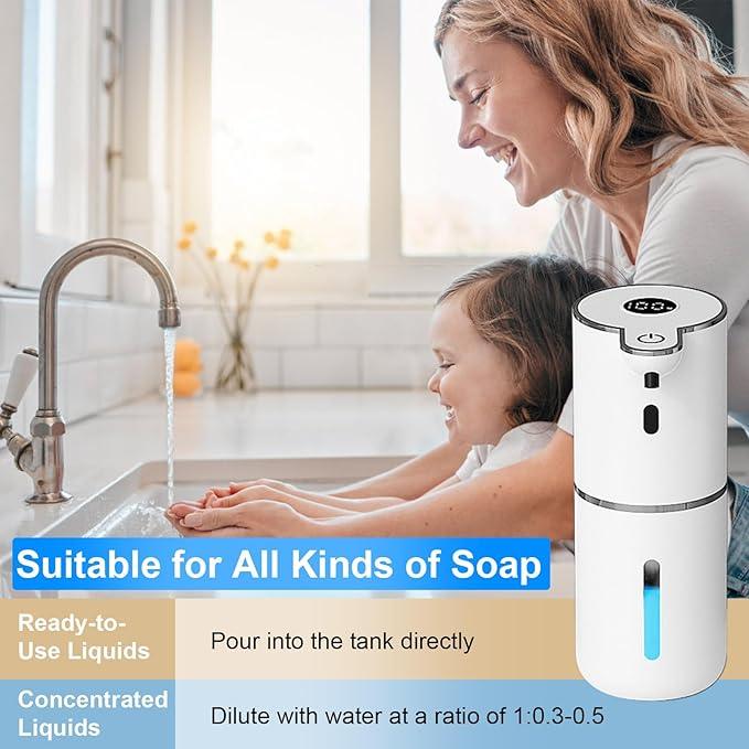 OHIFAST 2 Pack Automatic Liquid Soap Dispenser Touchless, USB Rechargeable Smart Hand Soap Dispenser, 6-Level Adjustable, 12.8oz/380mL Wall Mount for Bathroom Kitchen Dish Soap-White - ModernBath