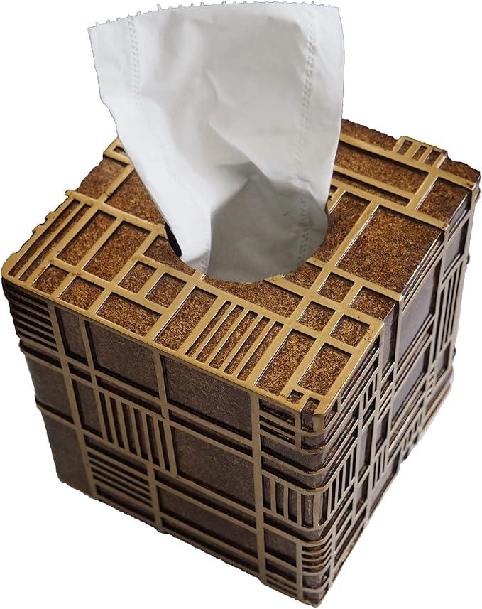 Hymmah Modern Square Tissue Box Cover Holder,Bathroom Accessories Decor Unique Design Tissue Box Cover for Bathroom Vanity Counter Tops Also Great for Bedrooms and Living Rooms - ModernBath