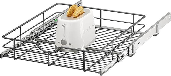 ALINE FURNITURE Pull Out Shelves - 20" W x 22" D Soft Close Pull Out Cabinet Organizer 1 Tier - Slide Out Drawers with Shelf Liner, Heavy Duty Steel Wire Baskets for Kitchen Cabinets, Pantry, Bathroom - ModernBath
