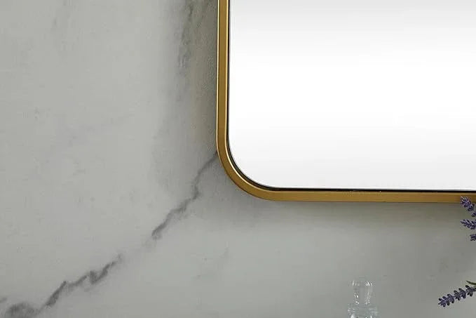 ARS Concepts Aura, Soft Corner Metal Square Mirror 42X42 Inch in, Modern, Brass - ModernBath
