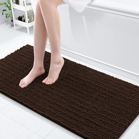Arotive Luxury Chenille Bathroom Rug Mat, Extra Soft Thick Absorbent Shaggy Bath Rugs, Non-Slip Machine Wash Dry, Plush Bath Mats for Bathroom, Shower and Tub, 60x20, Brown - ModernBath